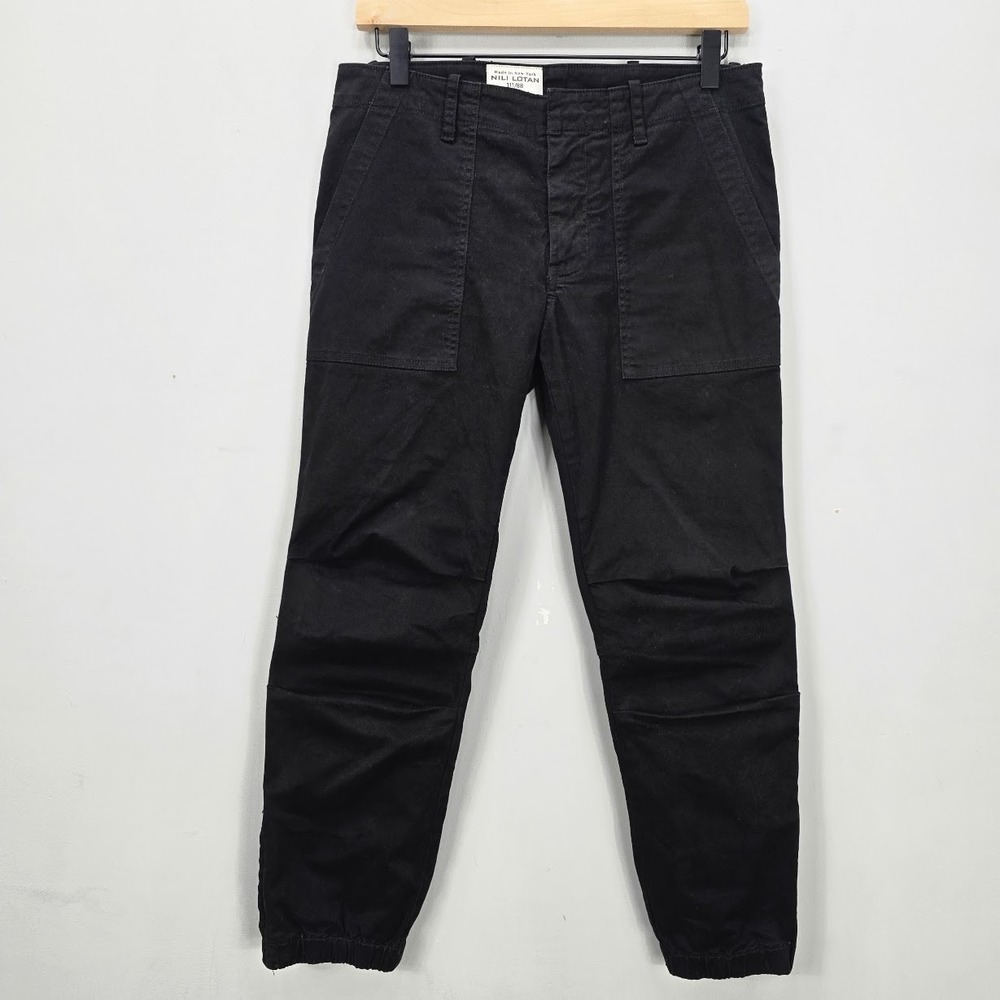 Nili Lotan Crop Military Pant 4 Black Utility Cotton Blend Ankle Zip Flat Front